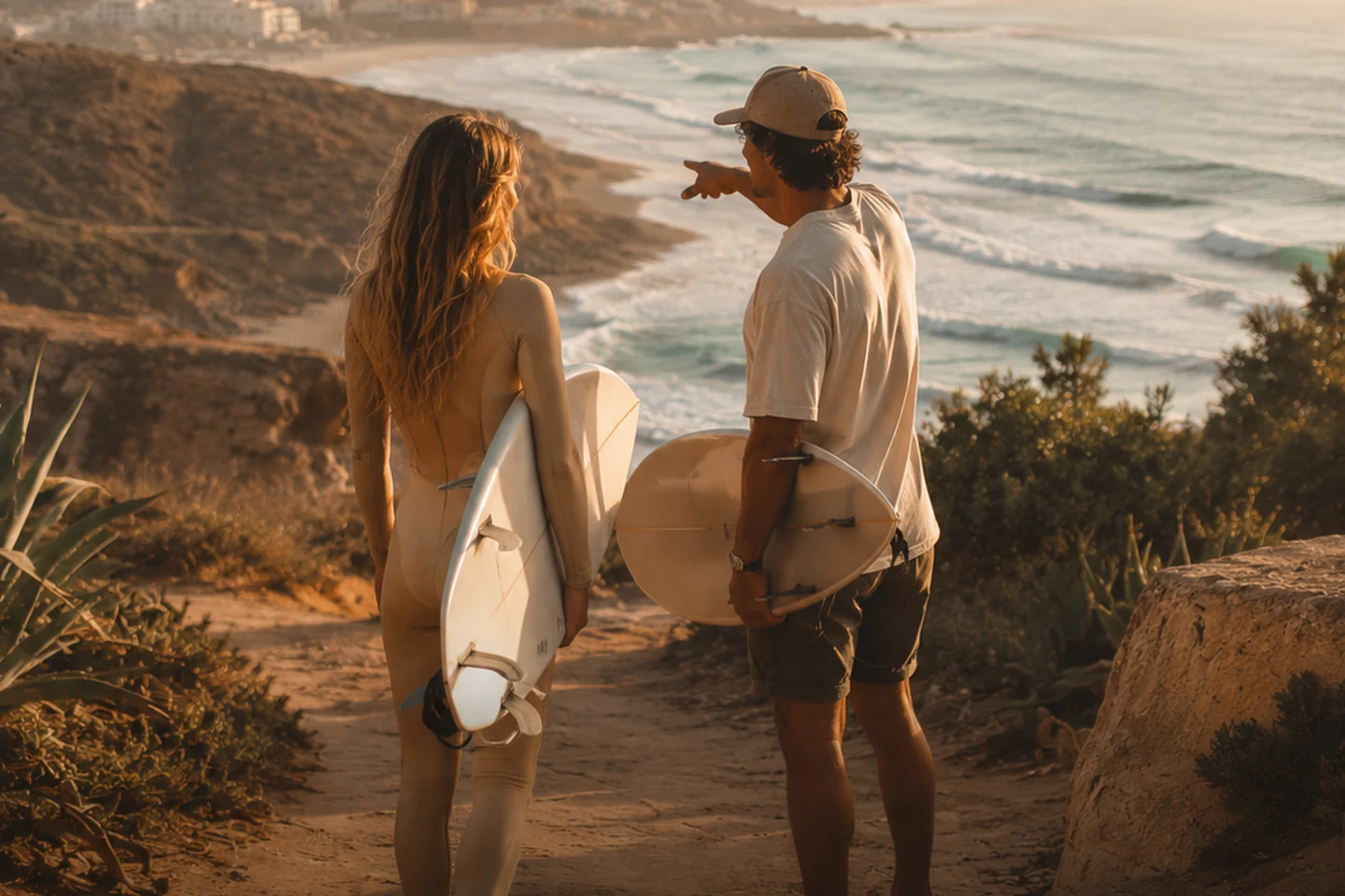 Surfers exploring the Atlantic coast near Anza and Agadir in Morocco